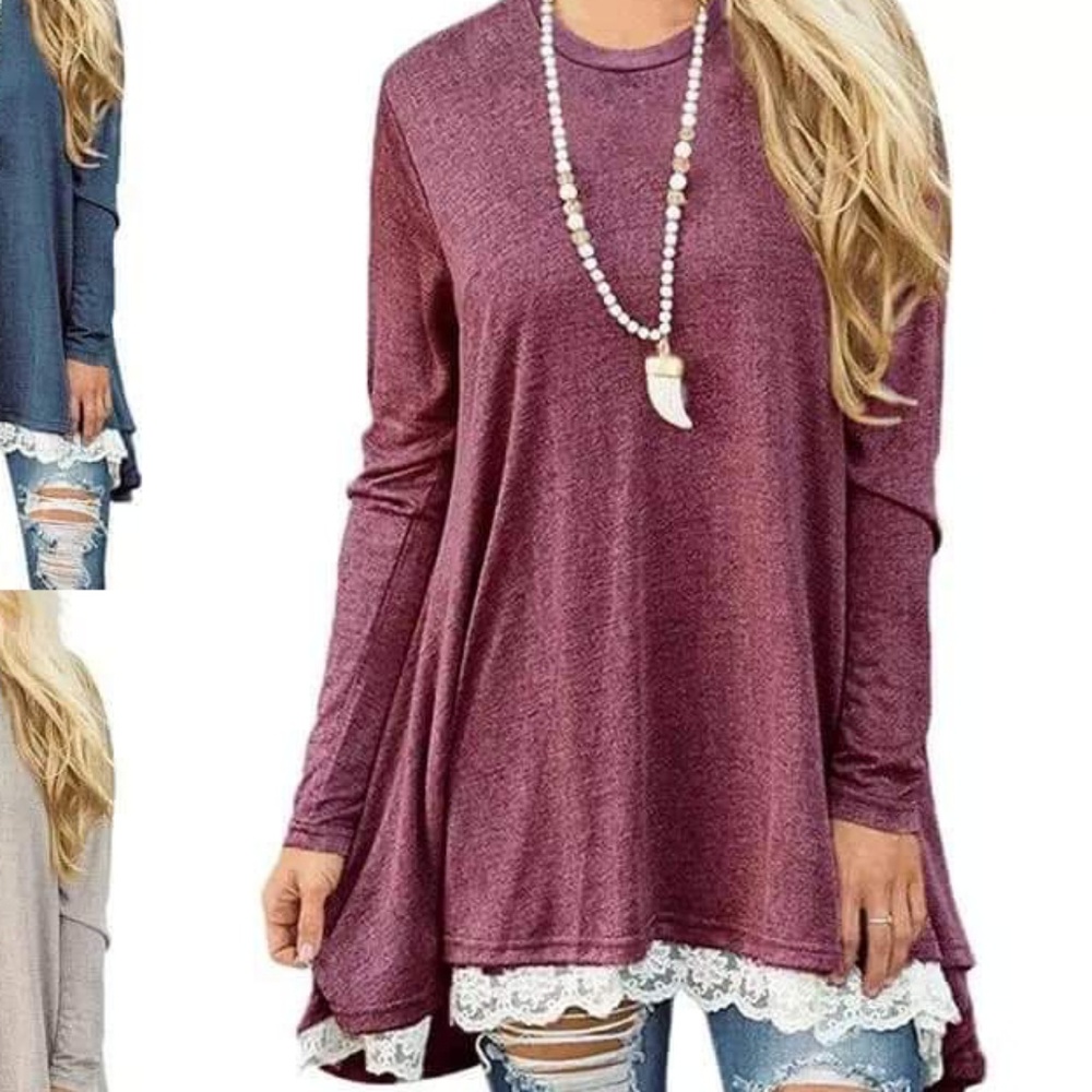 Lace Bottom Tunic in Rose